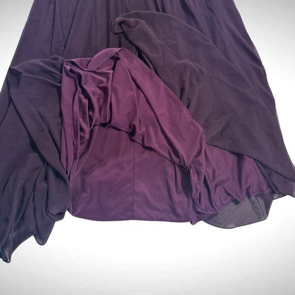 Mac Duggal Appliqued Bodice Flowy Short Sleeve Purple Ball Gown Dress Sz 8 20264 - Picture 7 of 13